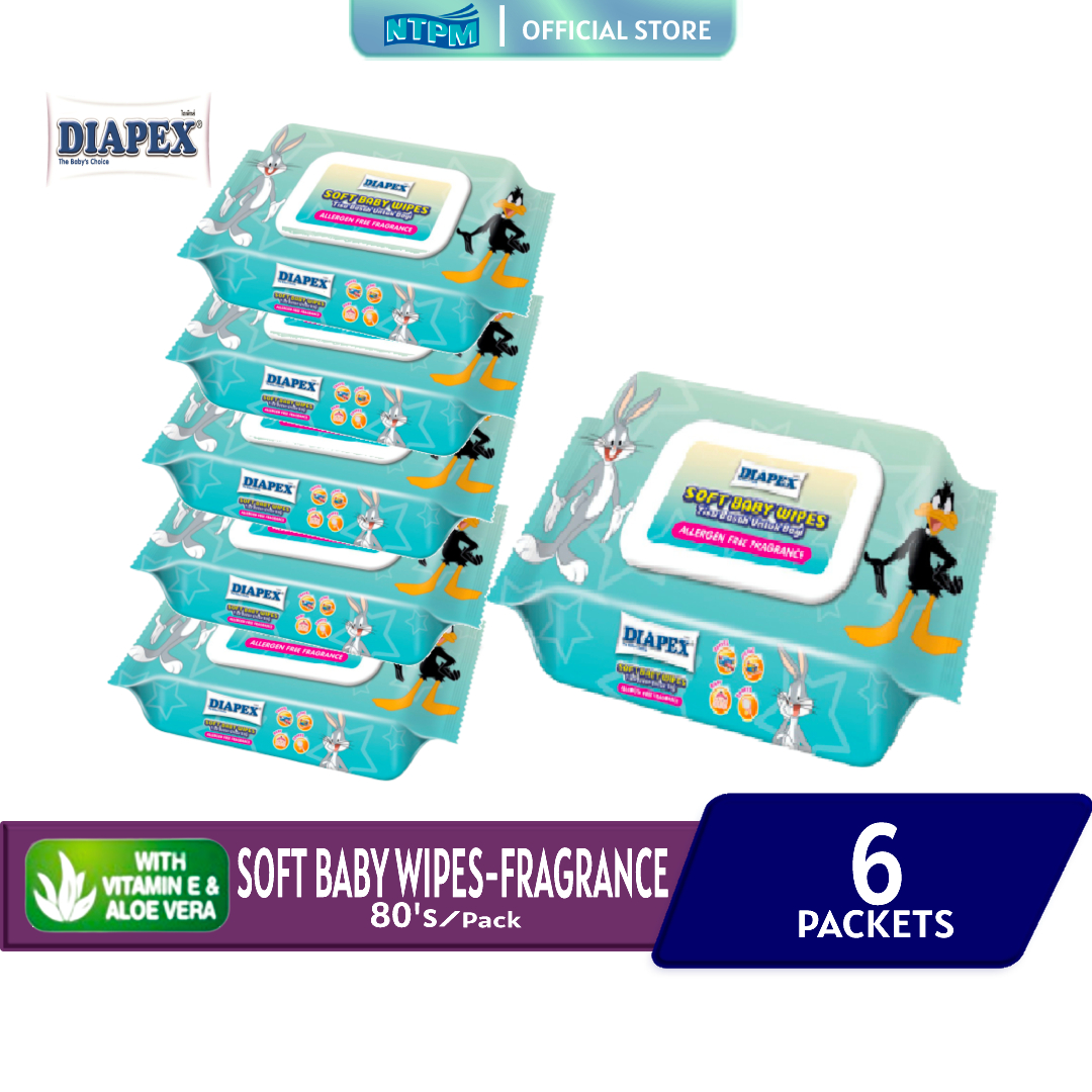 Diapex Soft Baby Wipes 80's x 6 packets -with Fragrance