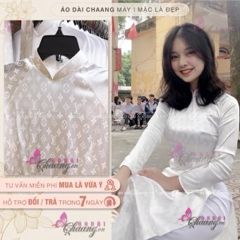 Áo dài Trắng Nữ Học Sinh đi học may sẵn vải áo dài Gấm LV đẹp