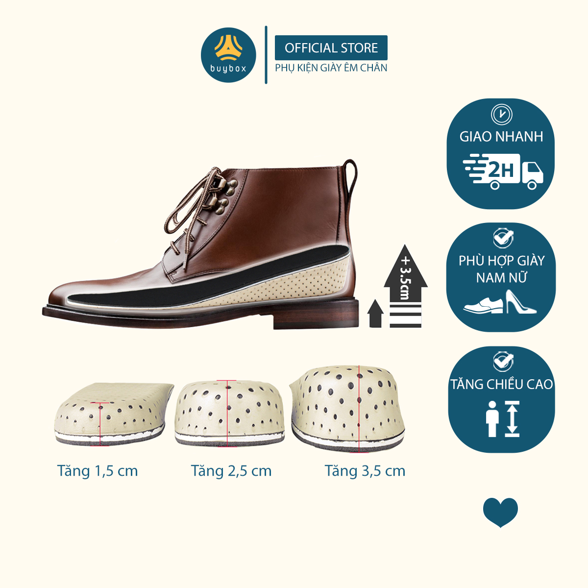 Lót giày độn đế biết thở bằng EVA tăng 2cm, 3cm, 4cm chiều cao unisex - buybox - V01BBPK57