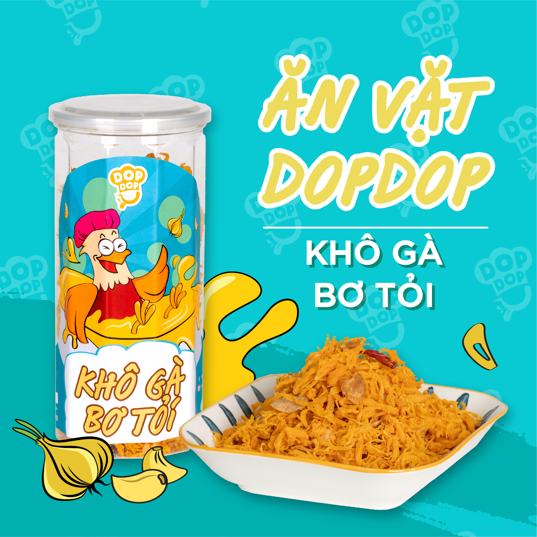 Khô gà bơ tỏi ngon rẻ ăn vặt dopdop 300g