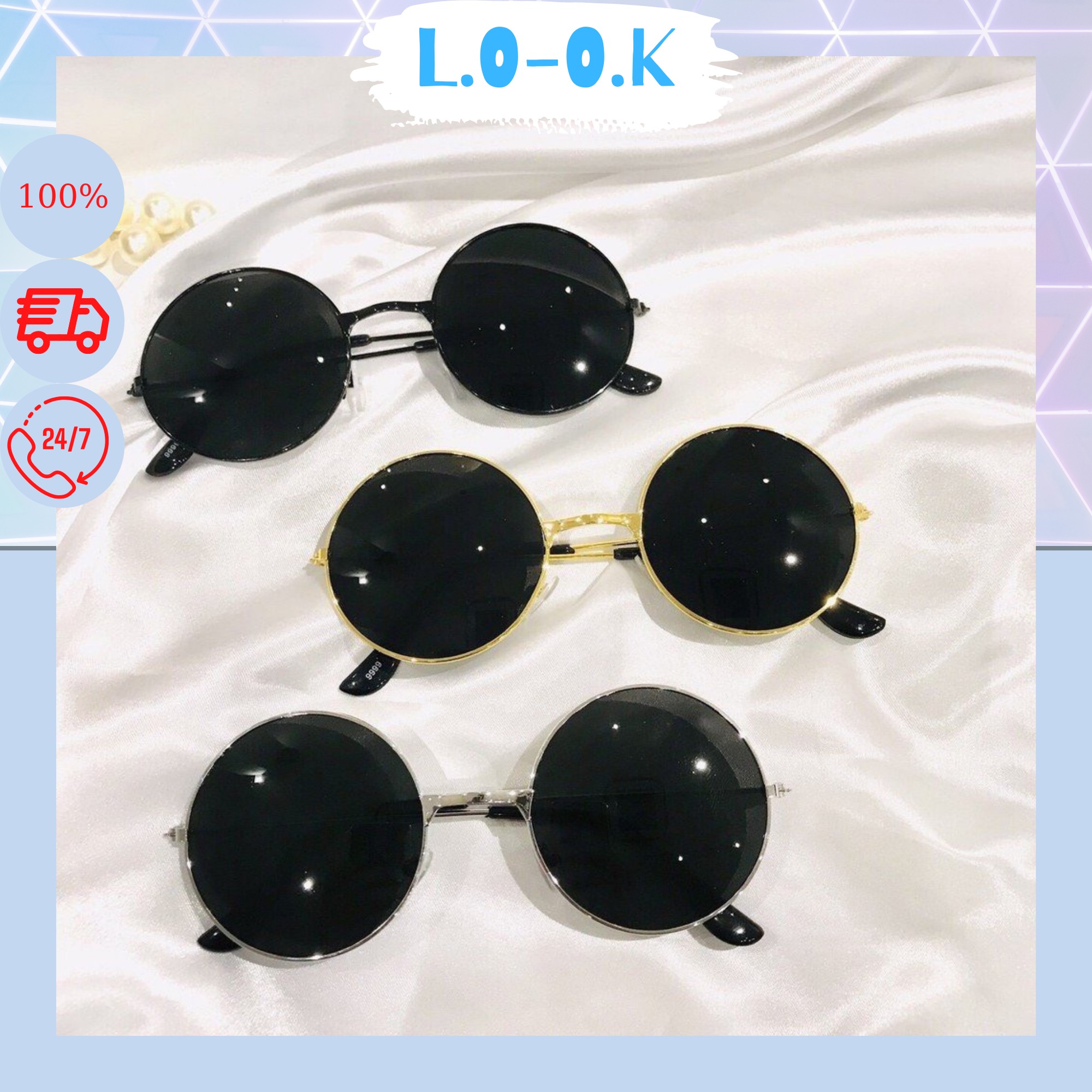 Kính mát thầy bói râm gọng đen gọng vàng - L.O-O.K