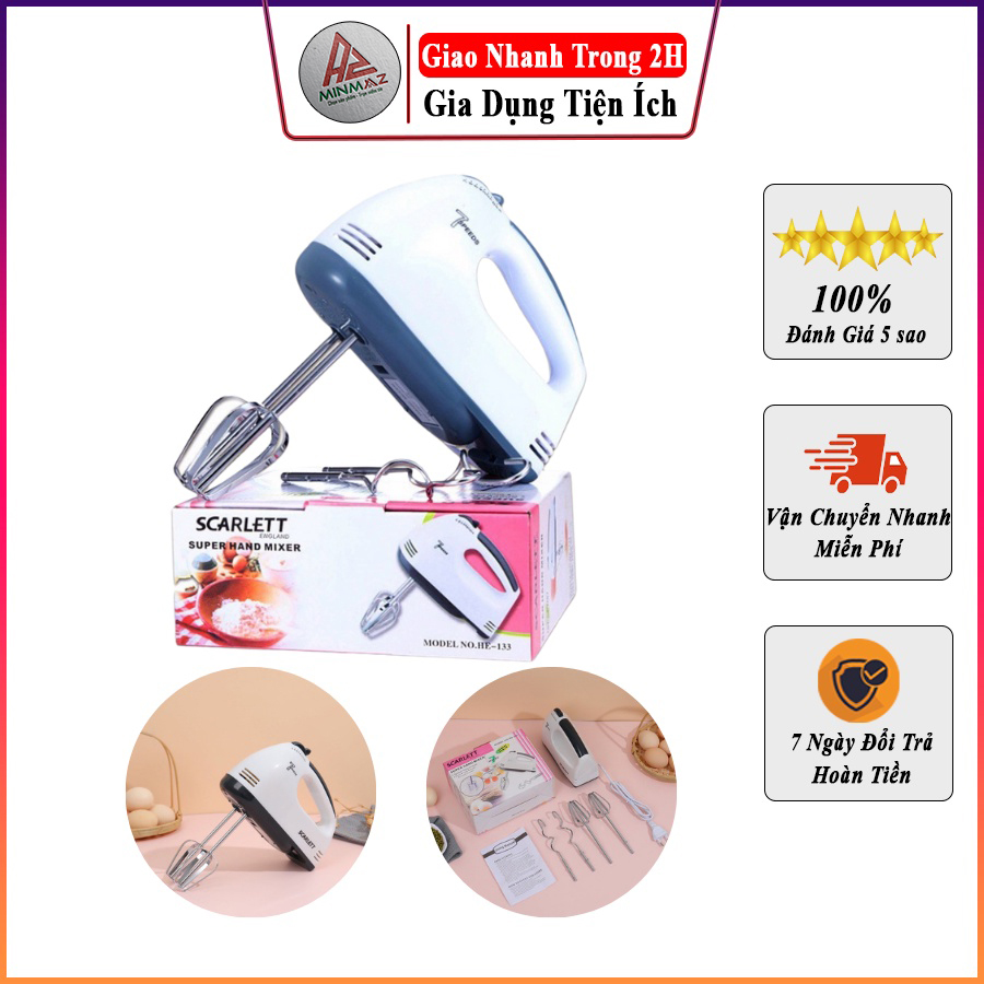 Máy đánh trứng cầm tay, máy đánh trứng mini 7 tốc độ cực mạnh kèm 4 thanh đánh trứng - bảo hành 6 tháng