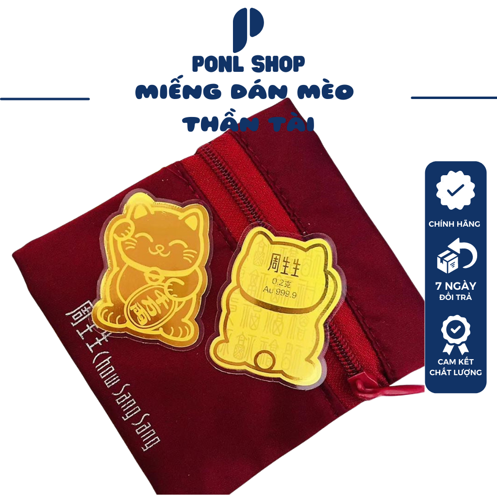Miếng dán ốp lưng điện thoại mèo chiêu tài vàng - ốp điện thoại-mèo thần tài chiêu tài may mắn năm mới