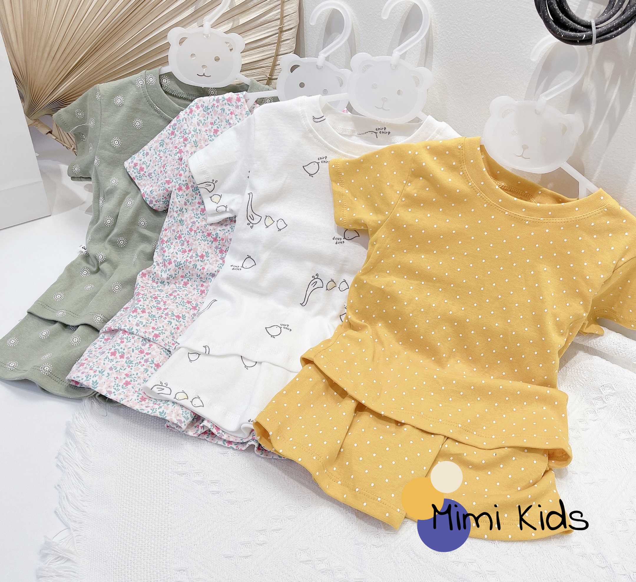 Bộ đồ cộc tay QA19 cho bé gái mặc mùa hè họa tiết hoa, chấm bi dễ thương