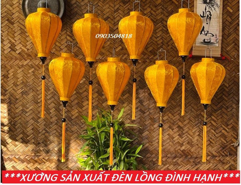 Combo 8 chiếc lồng đèn hội an 35cm, 50cm - hình củ tỏi vãi lụa tơ tằm siêu đẹp - dùng trang trí nhà cửa, nhà hàng, khách sạn, đền chùa...