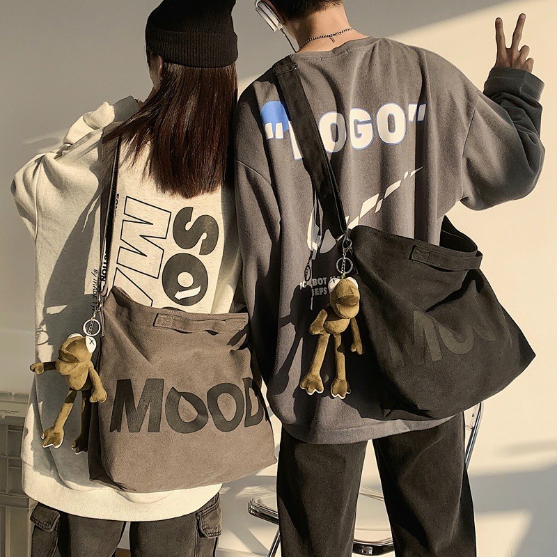 [Hoàn tiền 20%] TÚI TOTE ĐEO CHÉO NAM NỮ MOOD VẢI CANVAS PHONG CÁCH ULZZANG UNISEX