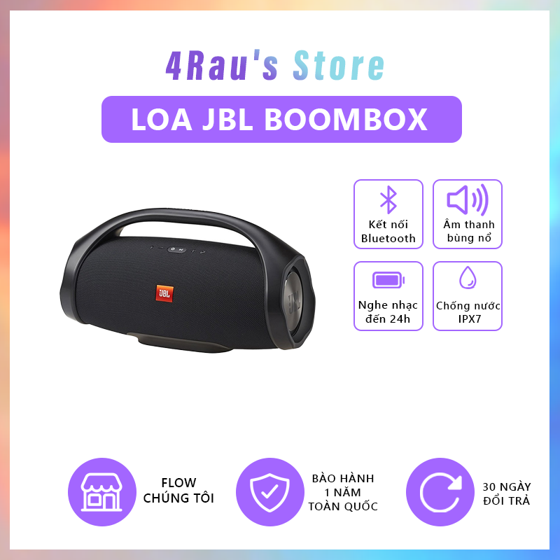{HCM}Loa Bluetooth JBL Boombox - Âm Thanh Siêu Bass Cực Mạnh, Treble Rời, Cộng Hưởng - Chống Nước IPX7 - Loa Karaoke Công Suất Cực Lớn - Tương Thích Điện Thoại, Máy Tính, LapTop, TiVi - Like Auth - Lỗi Đổi Mới