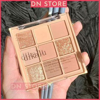 Bảng Phấn Mắt 9 Ô DIKALU Phấn Mắt Có Nhũ [MÀU HOT] - Phấn Mắt Kèm Nhũ Mắt Màu Lì Mịn, Bảng Phấn Mắt Nội Địa Trung