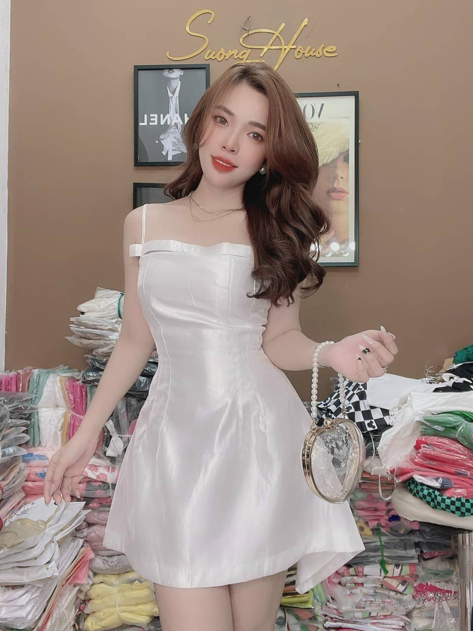 [Mẫu Mới]Đầm nữ trơn trắng kiểu dáng 2 dây dáng xòe chất liệu tapta cao cấp thời trang HARI