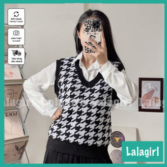 Áo Gile Nữ Chất Len Dày Họa Tiết Ziczac Phối Đen Trắng Siêu Yêu [GZZ]