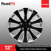 Silver Black Polish Wheel Cover, 13 Inches, 4 Pieces