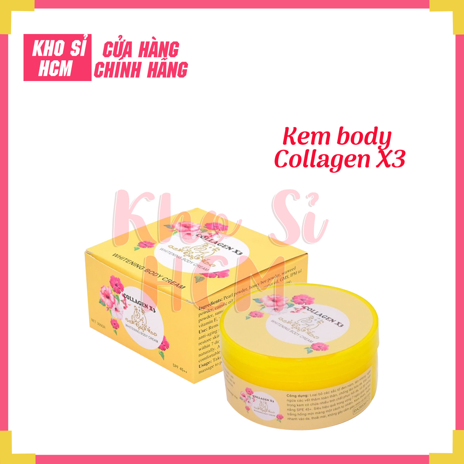 [HCM] Kem dưỡng trắng da body collagen X3 300gr chính hãng