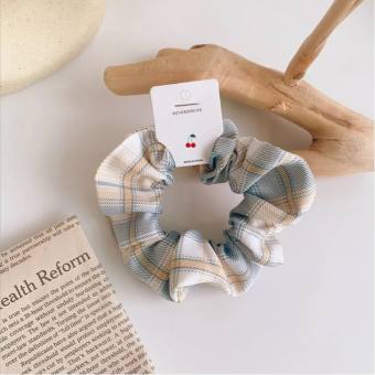 Dây buộc tóc, cột tóc scrunchies họa tiết kẻ nhiều màu mới [12 mẫu]