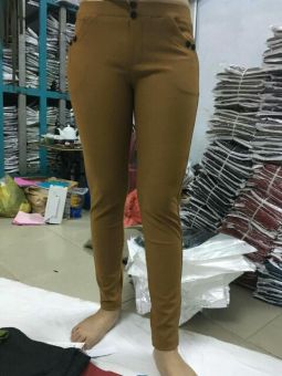 Quần lưng thun dài 6 nút cotton Hàn Quốc.