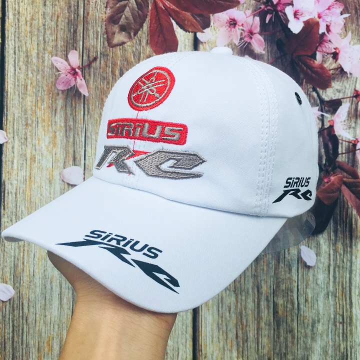 Nón tem xe sirius rc - mũ kết hiệu xe sirius rc hàng đặt quảng cáo đuôi khóa hộp xịn