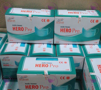[KHẨU TRANG AN VIỆT] Khẩu trang y tế Hero Pro 4 lớp cao cấp, hàng đẹp vs dày dặn, 4 màu sắc lựa chọn, hộp/50cái, siêu kháng khuẩn vs bụi mịn PM2.5, an toàn hiệu quả cho người sử dụng, cty Tây Sài Gòn + Cửu Long