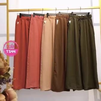 Quần đũi DÀI ống rộng đai thun, cột dâu nơ, chất đũi, mềm, mịn, mát, thời trang