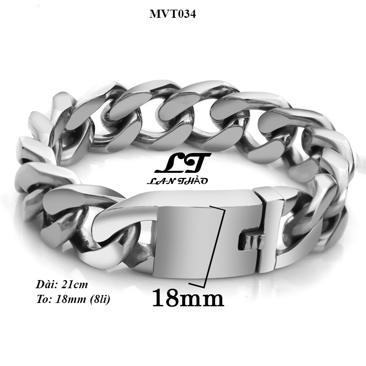 Lắc tay nam bảng to 18li khóa hộp MVT034 Không đen không gỉ sét