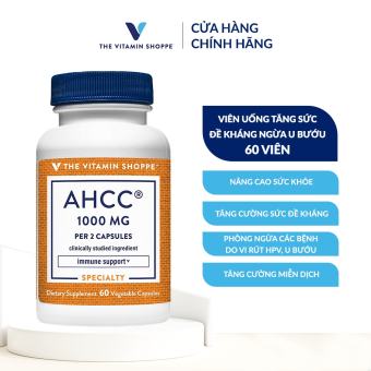 Viên uống tăng sức đề kháng The Vitamin Shoppe AHCC 1000MG ngừa u bướu 60 viên