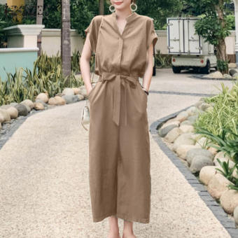 ZANZEA Áo Liền Quần Dungaree Có Thắt Lưng Ngắn Tay Mùa Hè Cho Nữ Phong Cách Hàn Quốc Áo Liền Quần Ống Rộng Áo Liền Quần #10