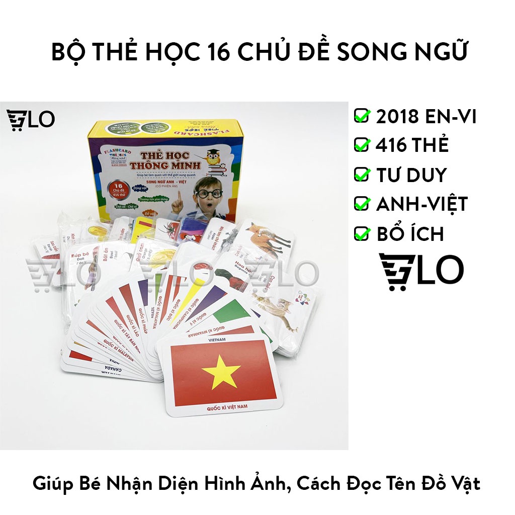 Bộ thẻ học 16 chủ đề song ngữ anh việt