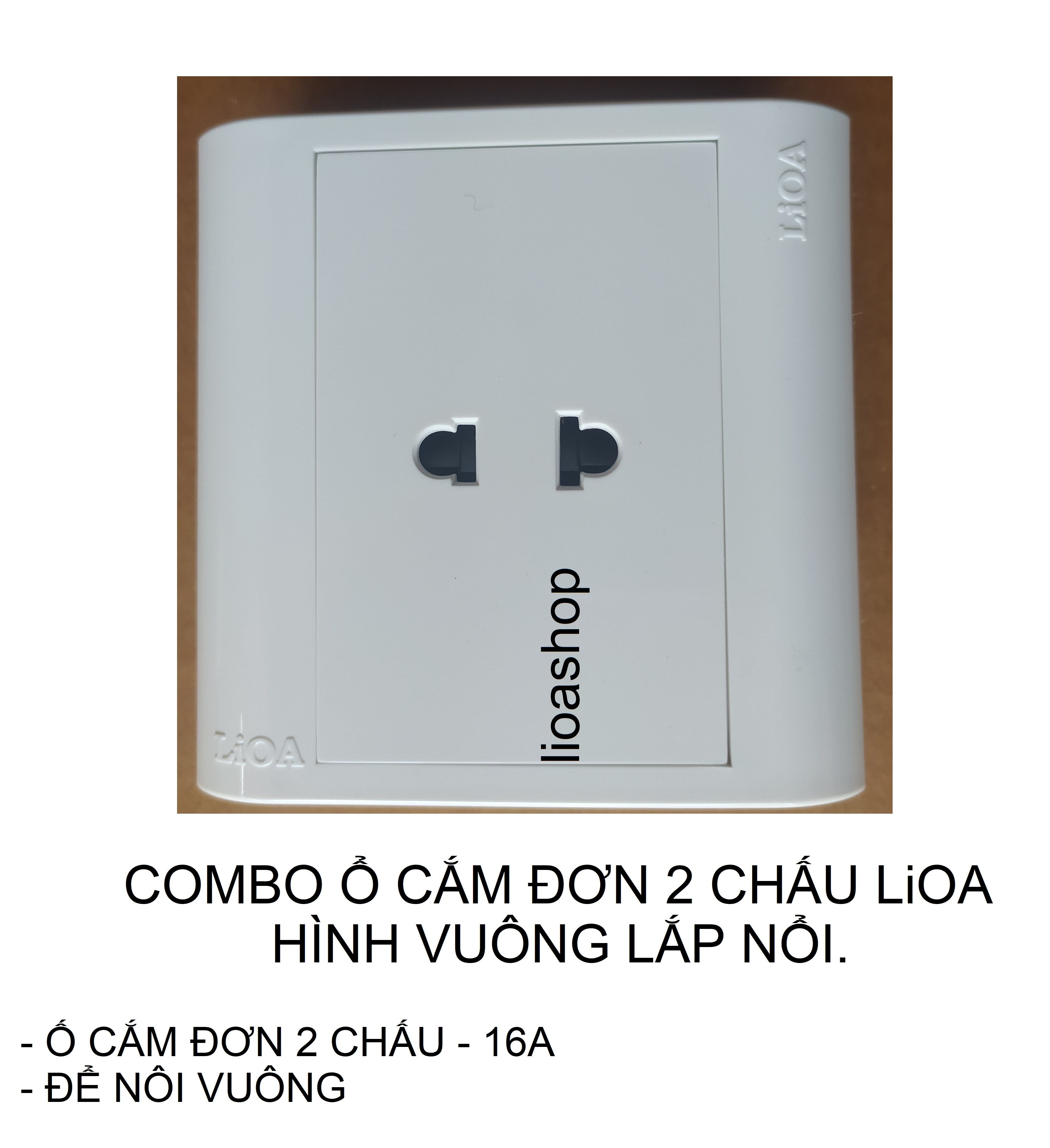 Bộ 50 ổ đơn 2 chấu vuông lioa