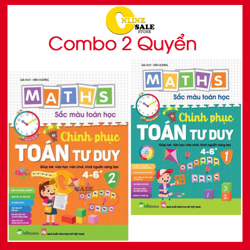 [Qúa Rẻ]  Combo 2 quyển sắc màu toán học tư duy mẫu 2022 cho bé từ 4-6T với 62 bài học,Rèn luyện kỹ năng quan sát, so sánh khổ to 20x28.5cm, 1 quyển 70 trang