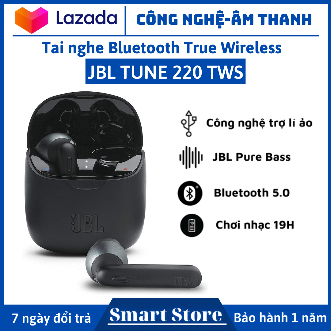 ✔️ Tai nghe Bluetooth True Wireless JBL Tune 220TWS,Chất lượng âm thanh vượt trội với driver 12.5 mm. Âm bass mạnh mẽ với công nghệ JBL Pure Bass Sound Hàng cao cấp ✔️