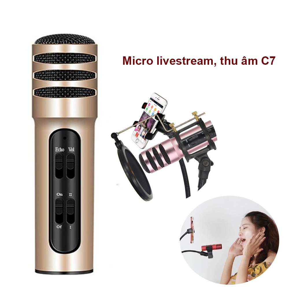 Mic thu âm chính hãng tại VN Mic Livestream C7 micro thu âm karaoke live stream âm thanh vượt trội  Âm thanh hay vượt trội – hát cực đã Hát live stream, thu âm, hát karaoke trên điện thoại thật dễ dàng