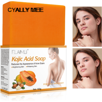 CYALLY Mee【sẵn Sàng! 】100G Xà Phòng Đu Đủ Axit Kojic Làm Sạch Sâu Làm Mềm Lớp Biểu Bì Làm Sáng Da Melanin Trị Mụn Tông Da