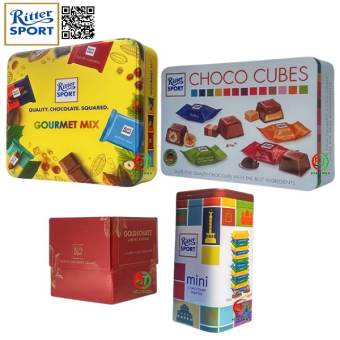 Socola hỗn hợp hiệu Ritter Sport hộp thiếc 192g và 280g