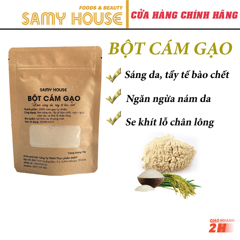Bột cám gạo đặp mặt nạ samy house nguyên chất 100%