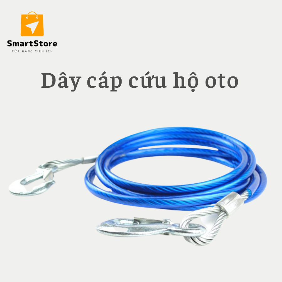Dây cáp cứu hộ,dây cáp thép cứu hộ ô tô,xe hơi lõi thép dài 5m,chịu lực kéo 7 tấn