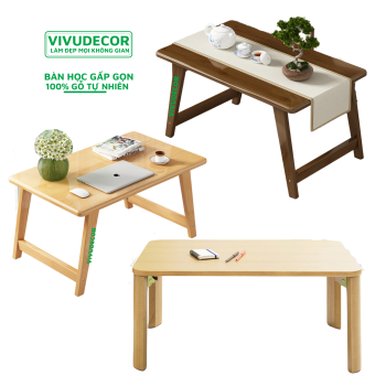Bàn học gấp gọn VIVUDECOR BH01 gỗ tự nhiên