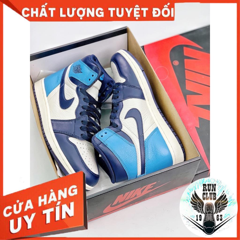 [VIDEO ẢNH THẬT+HỘP BẢO VỆ+FREESHIP] giầy thể thao Jordan 1 cổ cao xanh trắng thời trắng nam nữ