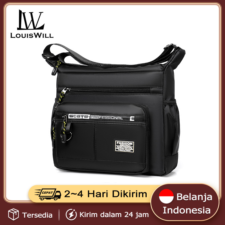 Lazada Indonesia - LouisWill Tas Pinggang Pria Tas Messenger Tas Selempang Pria Tas Bahu Pria Tahan Air Multi Kantong Tahan Air Kain Oxford Tas Kapasitas Besar Ransel Tahan Aus Tas Kasual Bisnis Men Shoulder Bag Crossbody Bag Sling Bag Pria Tas Laki Laki Dewasa Selempang