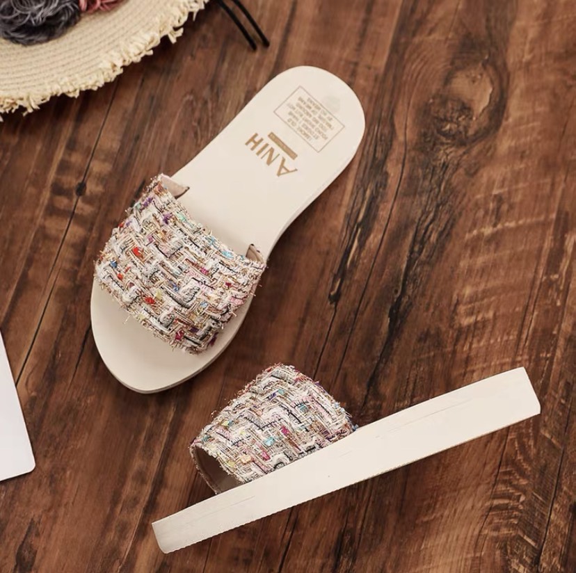 [Hoàn tiền 15%]Dép nữ quai ngang đế xuồng 5p vải dạ thời trang siêu nhẹ êm chân  - DX8