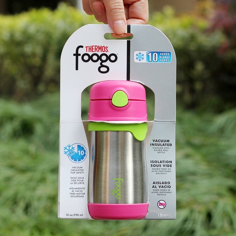Foogo Plastic Straw Bottle Pink - 11 oz. (Thermos)