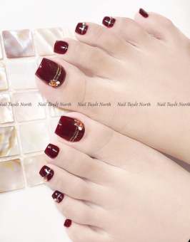 Móng chân giả thiết kế sơn gel - bộ 24 móng kèm keo dũa