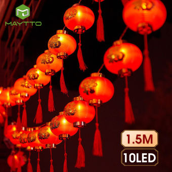 Maytto 1.5m/3M Lễ Hội Mùa Xuân Đèn Lồng Chuỗi Lễ Kỷ Niệm đèn lồng đỏ không khí lễ hội Rèm trang trí dây đèn màu đỏ Trung Quốc đèn lồng đỏ S Trang Trí Năm Mới Đèn Lồng đèn lồng treo