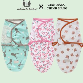 Khăn quấn, choàng ủ, ủ kén sơ sinh Miraclebaby chất vải cotton cho bé (0 -4 tháng tuổi )