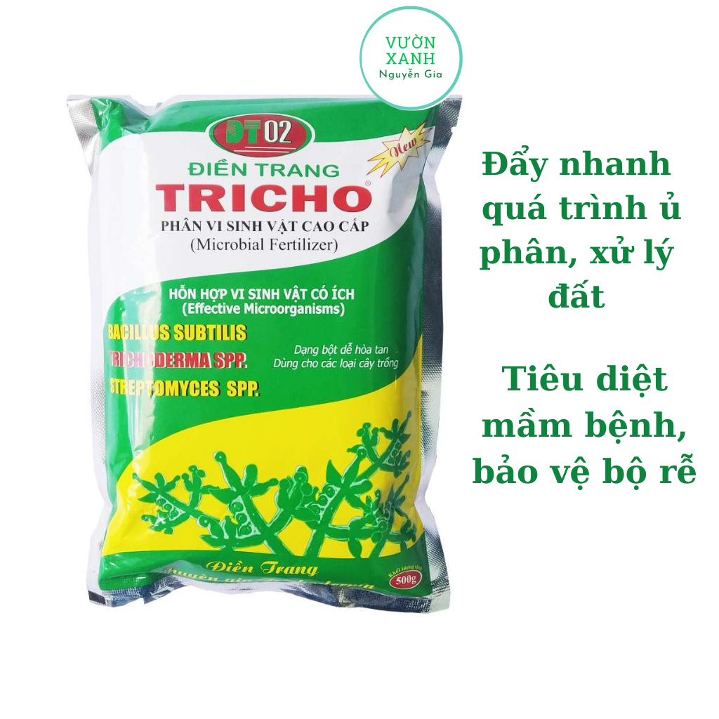 Nấm đối kháng trichoderma điền trang ủ phân, xử lý đất, bảo vệ bộ rễ gói 500gr