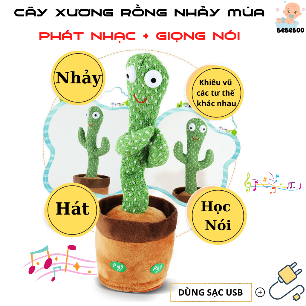 [TẶNG BIN] Cây xương rồng nhảy múa vui nhộn phát 120 bài hát nhạc - nhại được giọng nói-bebeboo