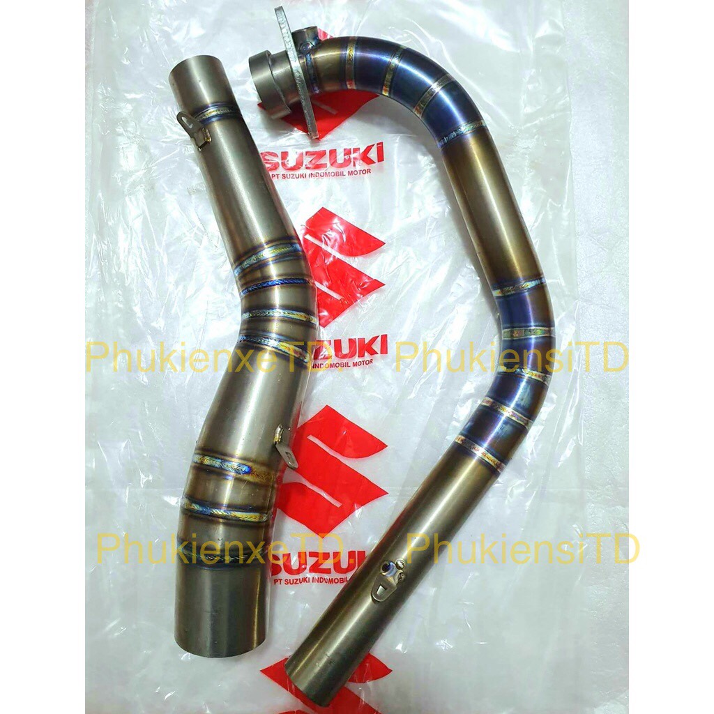 Cổ pô gắn lon kiểu lên màu titan đi sâu gắn Raider Satria Sonic Winner