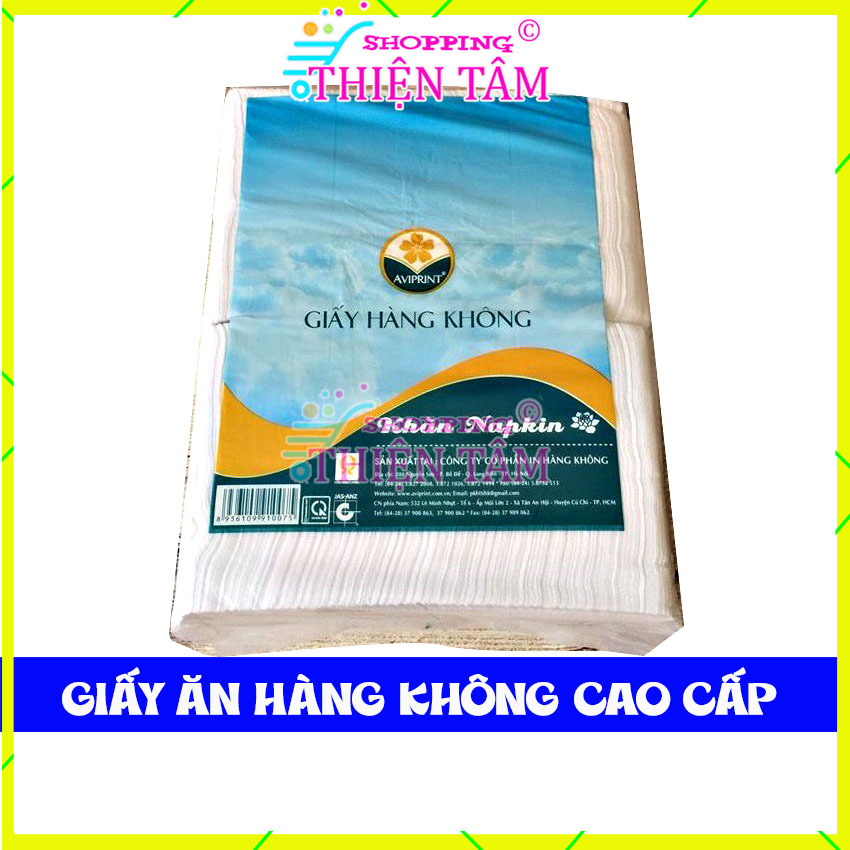 Giấy ăn hàng không cao cấp dài rộng 33-33cm, khăn giấy rút lụa siêu mềm mịn không tẩy trắng