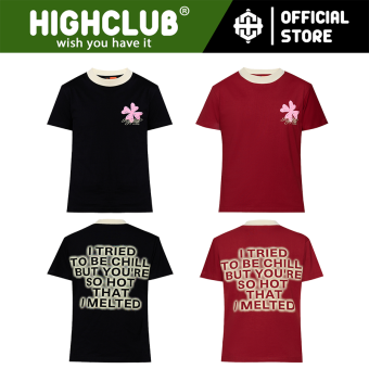 Áo Thun Lucky Seeds DÁNG NỮ BABY TEE màu ĐEN/ĐỎ Cổ Tròn PHỐI CỔ - HIGHCLUB Brand Chính Hãng