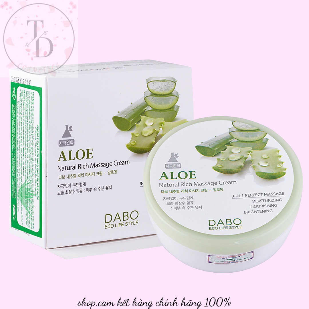 Kem massage mát xa lô hội trăng da aloe dabo hàn quốc cao cấp 200ml