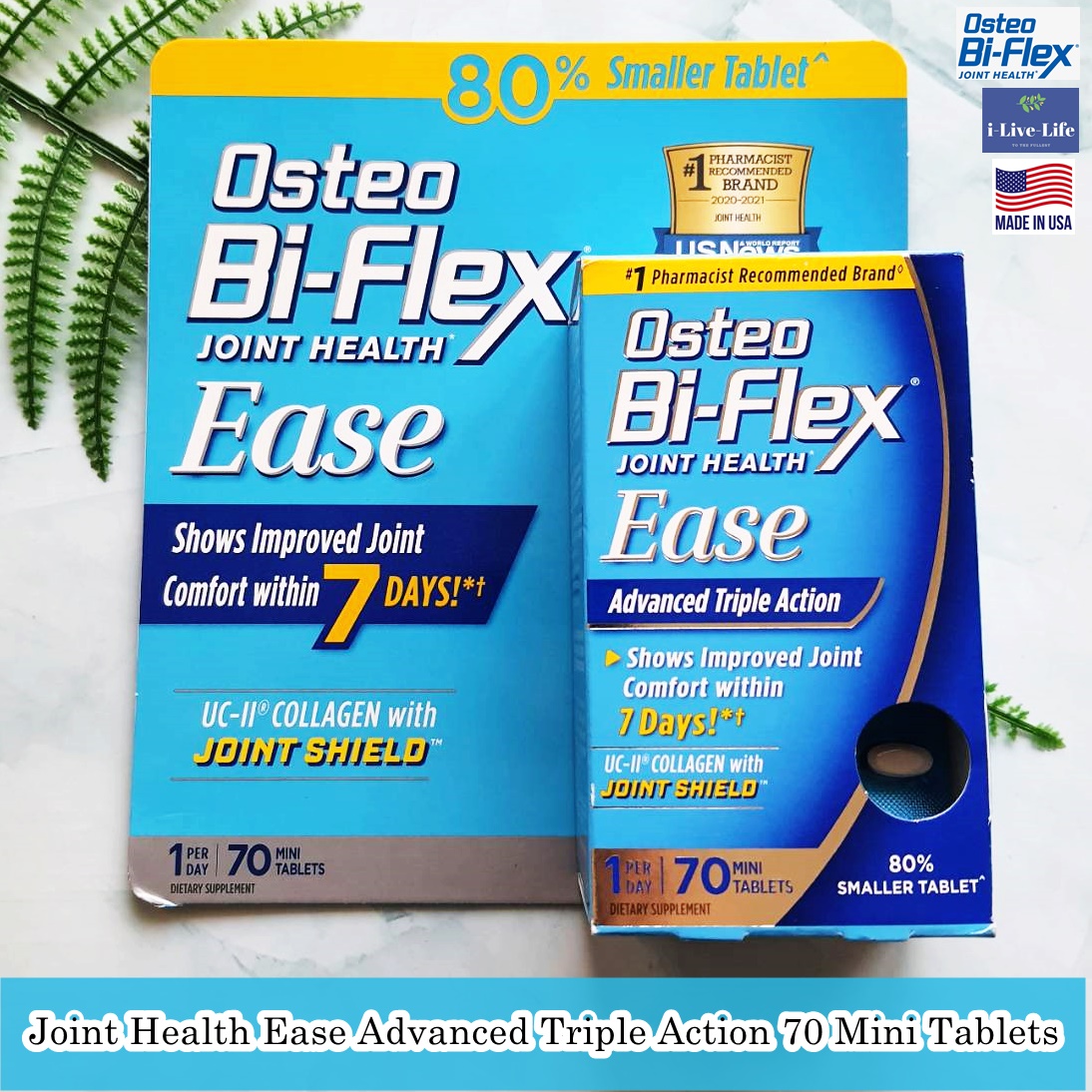 Osteo Bi-Flex - Joint Health Ease Advanced Triple Action 70 Mini Tablets อาหารเสริมสำหรับกระดูกและข้อต่อ รวมคอลลาเจน ราคา 1,639 บาท*ส่งฟรี