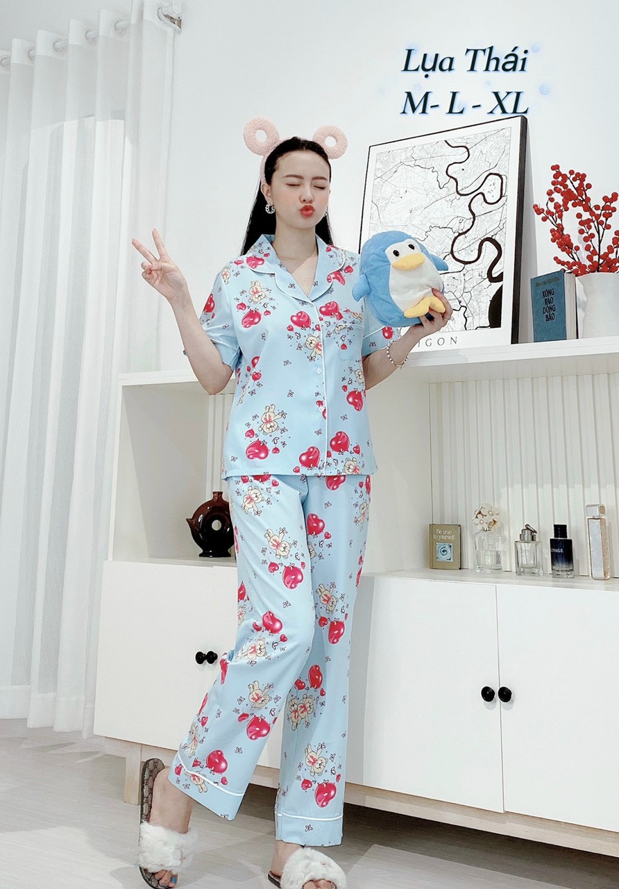 BỘ PIJAMA LỤA THÁI SIZE XL (55KG-63KG) TAY NGẮN , QUẦN CÓ TÚI SÂU