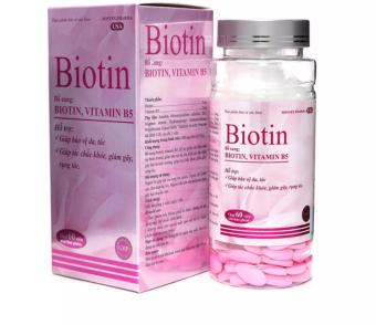 Viên uống bổ sung Biotin, Vitamin B5 giúp tóc chắc khỏe, giảm gãy rụng tóc, bảo vệ da tóc - Chai 60 viên - Viên uống bổ sung Biotin,